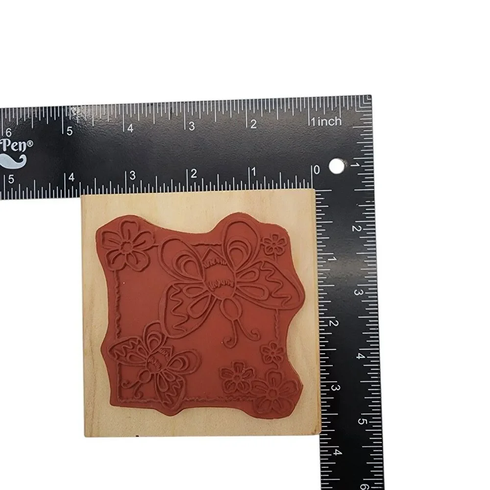 Anita's 2002 Sugarloaf Butterfly Flowers Wood Mounted Rubber Stamp Craft 3x3